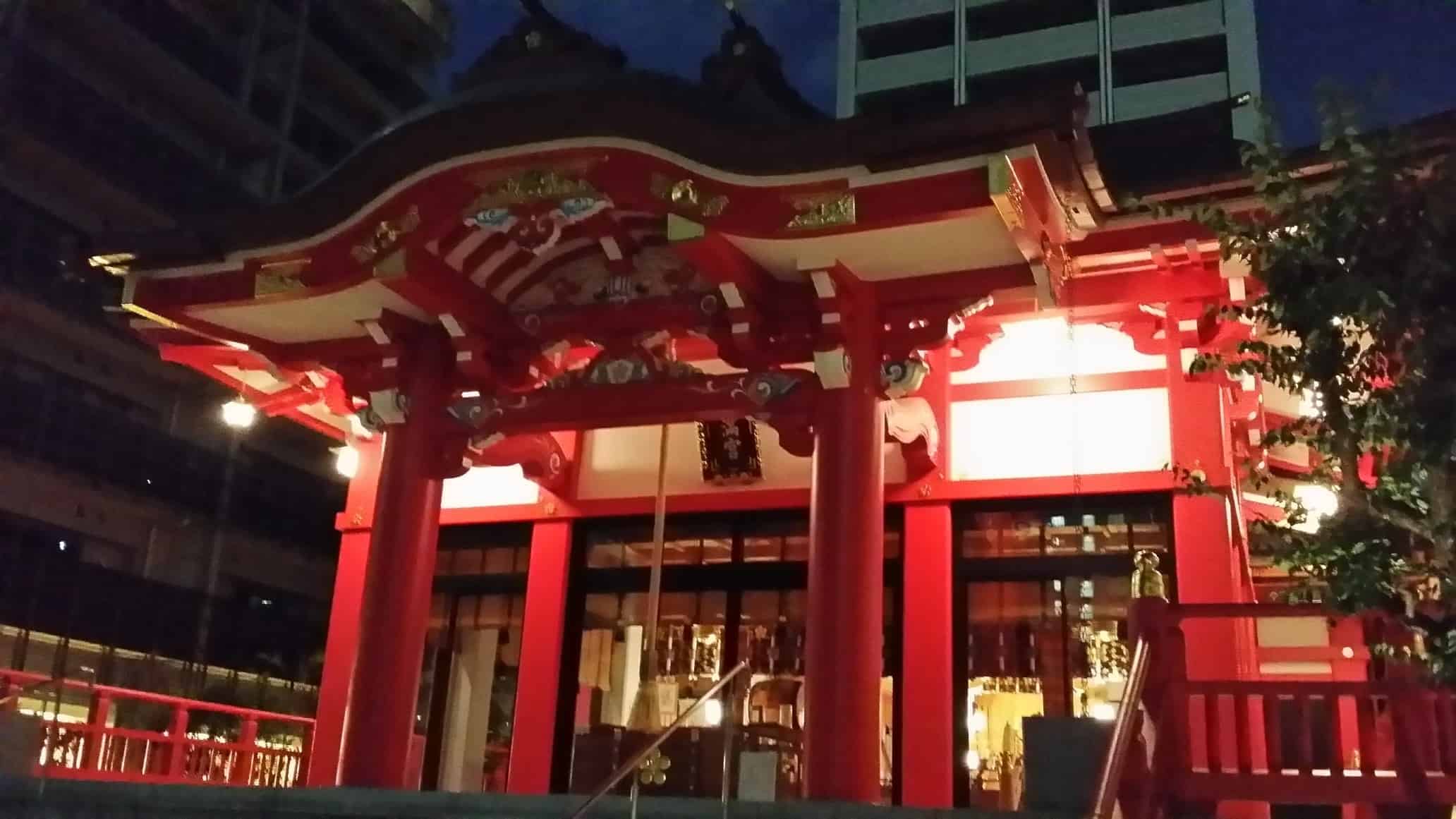 Shrine at night in Tokyo